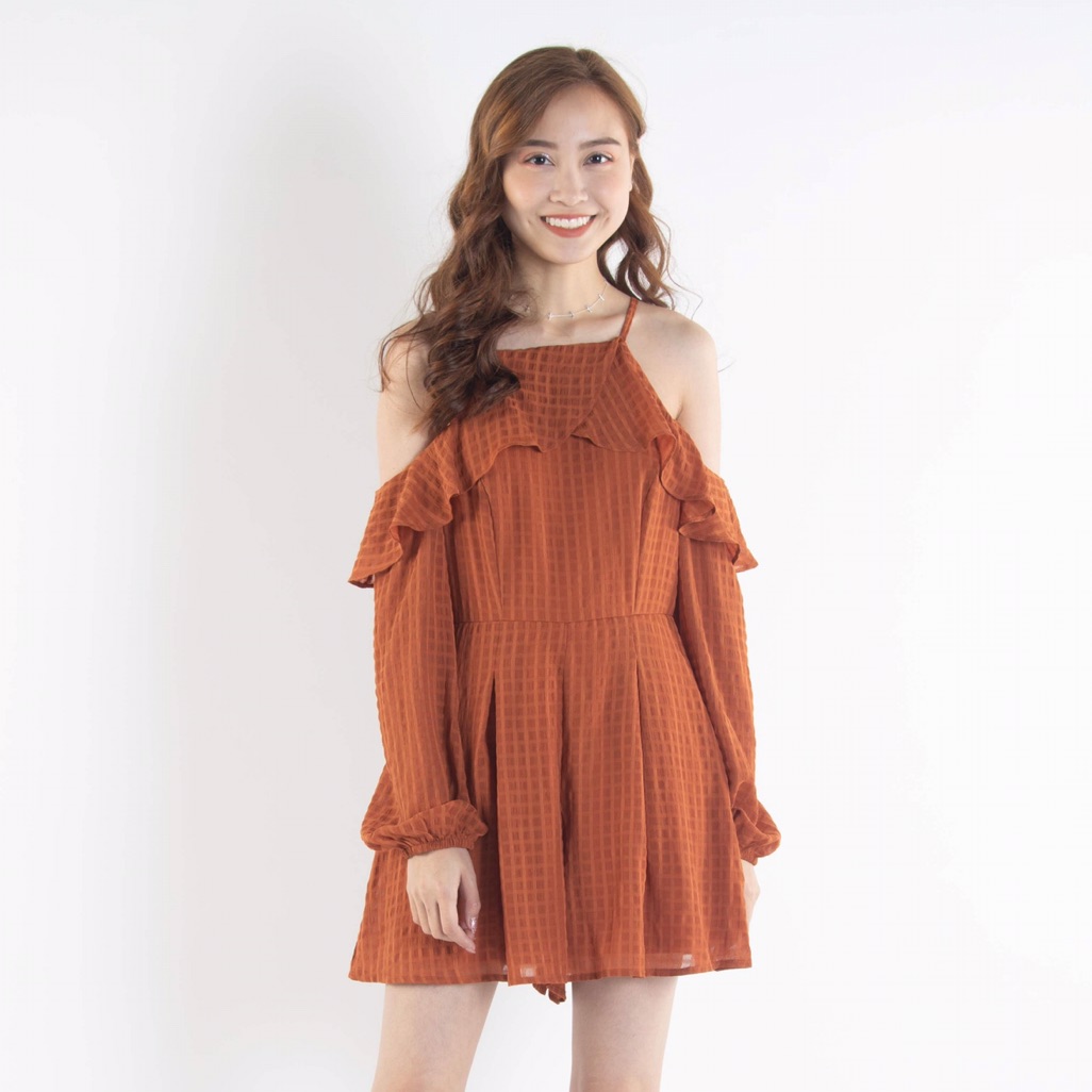 Camel Ruffle Romper
